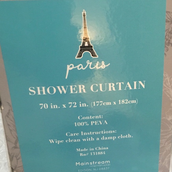 Paris Shower Curtain Eiffel Tower PEVA Multi Color - Picture 3 of 4